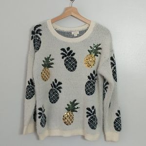 DEBUT Sequin Pineapple Fuzzy Sweater-Small